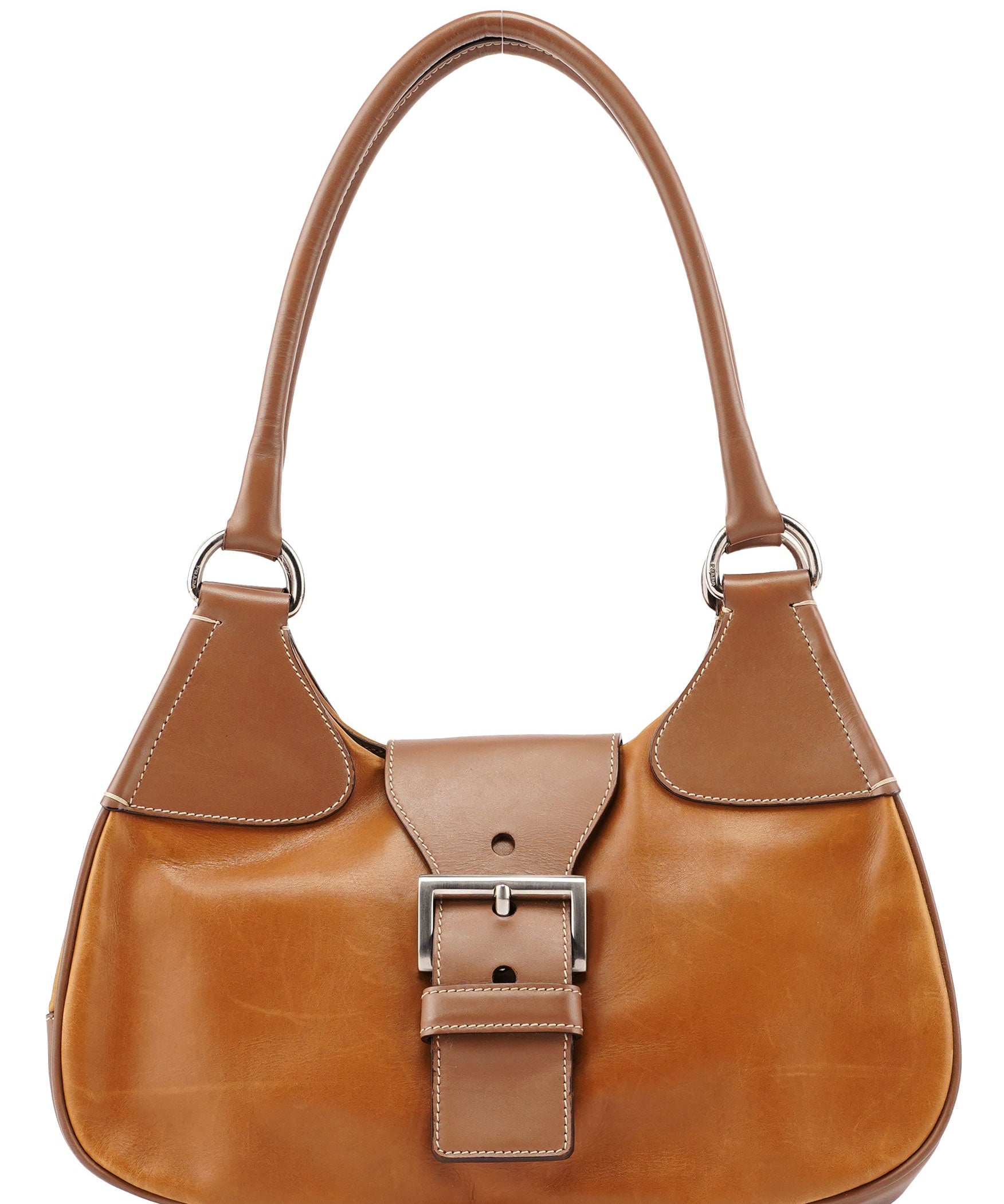 Prada Light Brown Calfskin Belt Shoulder Bag