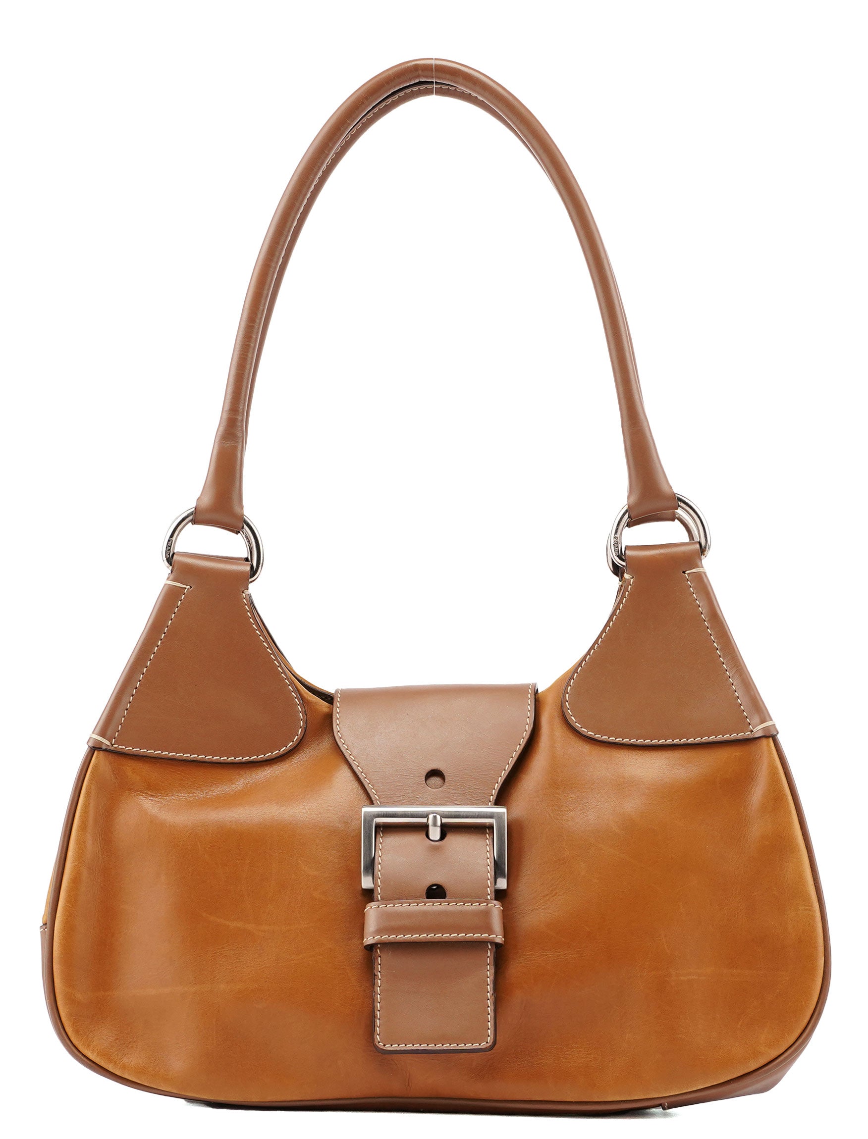 Prada Light Brown Calfskin Belt Shoulder Bag