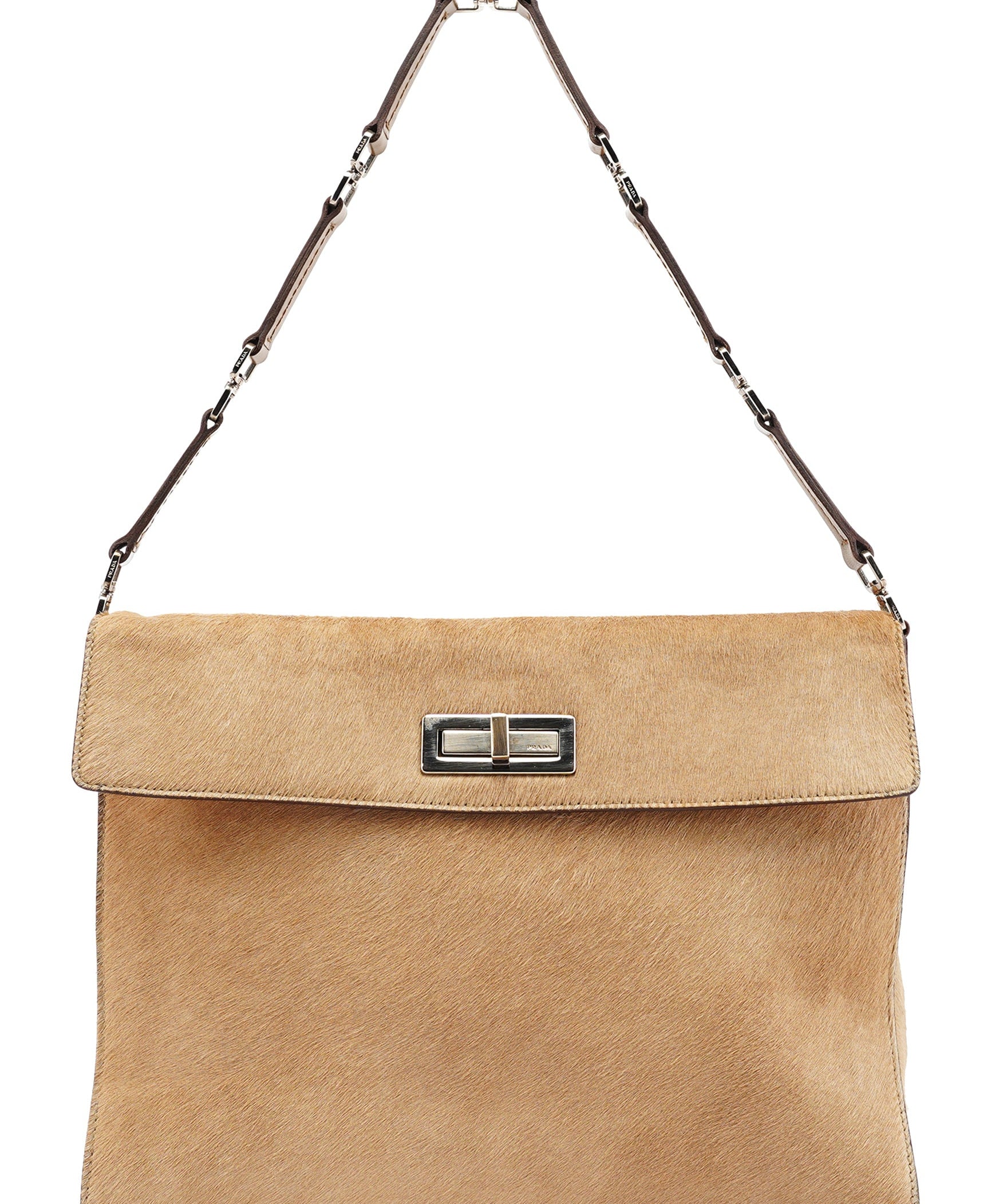 Prada Light Brown Ponyhair Turnlock Bag
