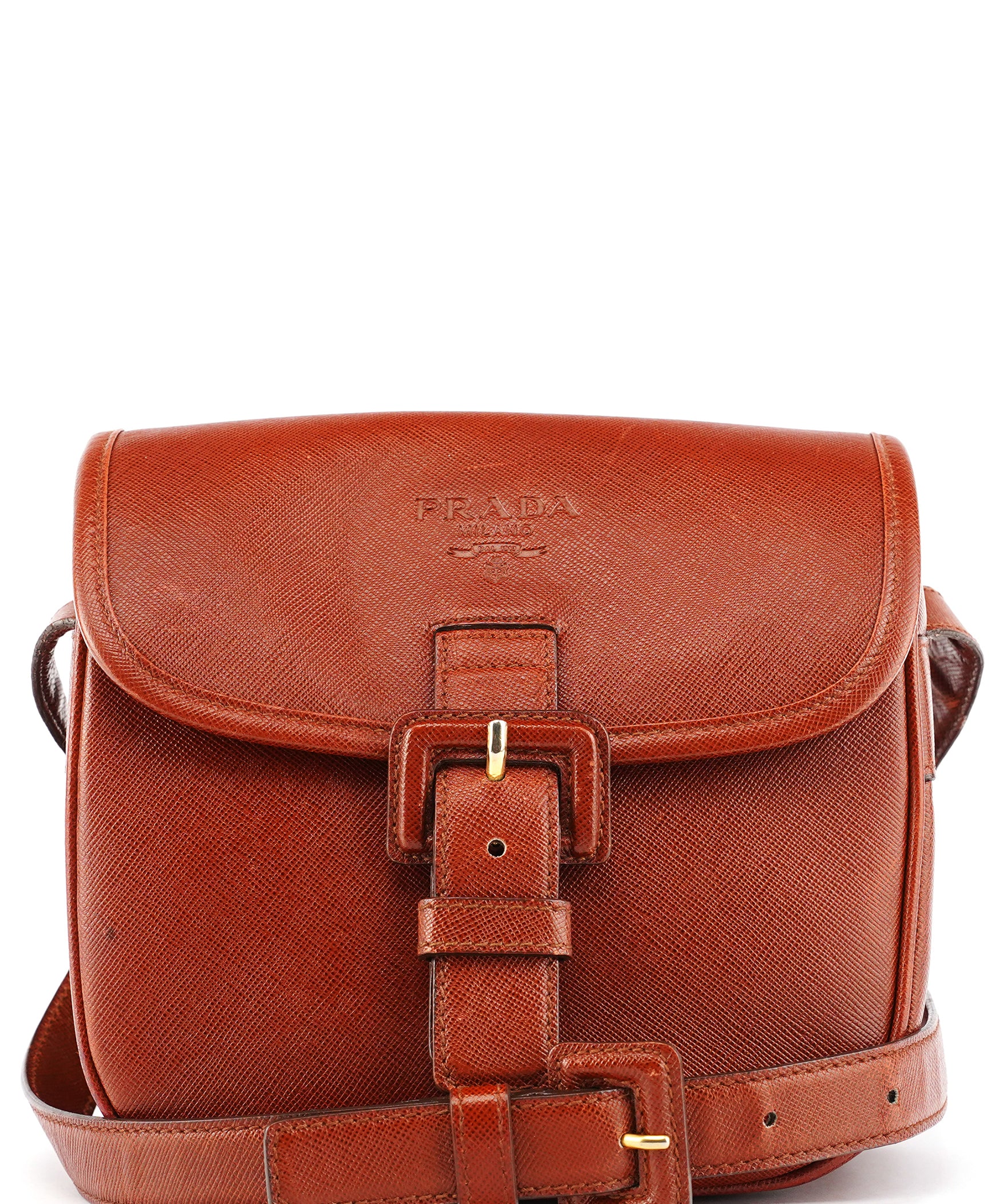 Prada Light Brown Saffiano Leather Crossbody Bag