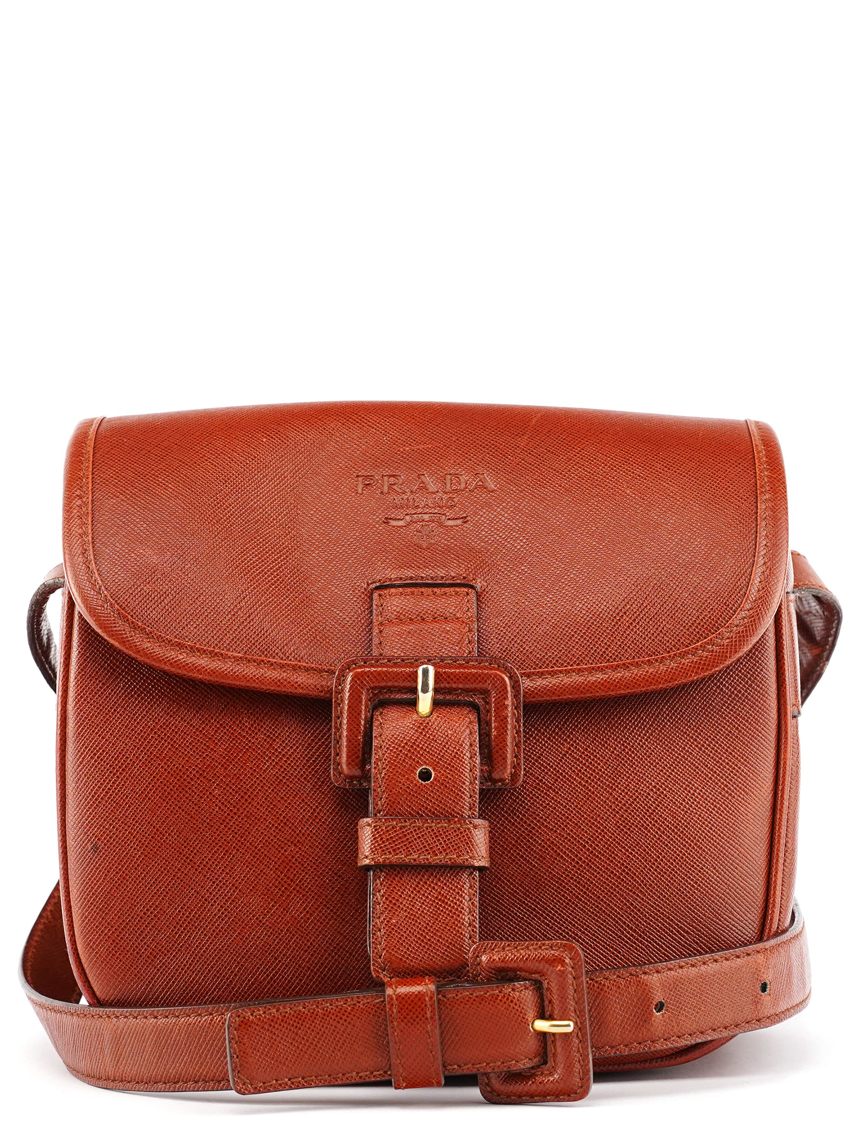 Prada Light Brown Saffiano Leather Crossbody Bag