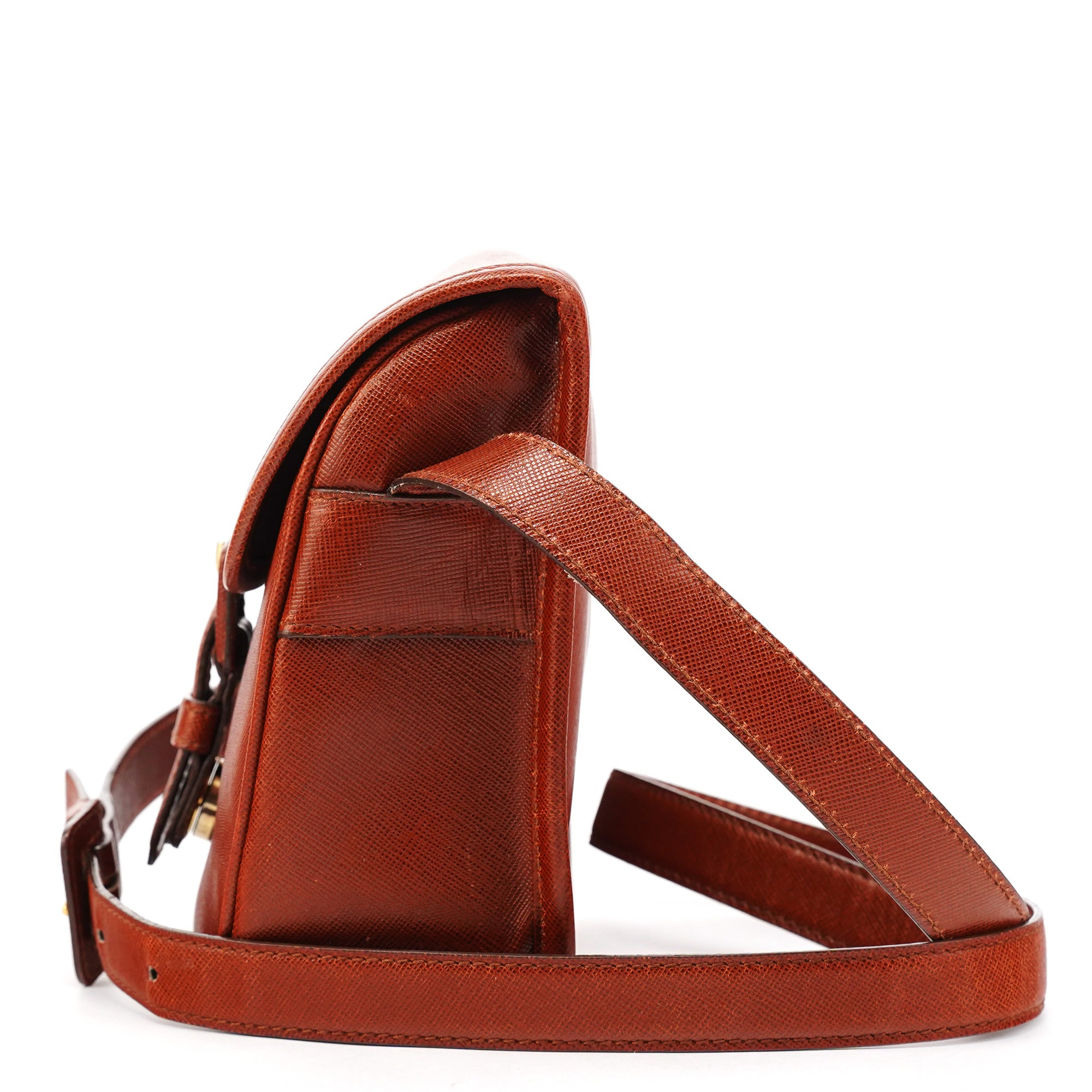 Prada Light Brown Saffiano Leather Crossbody Bag