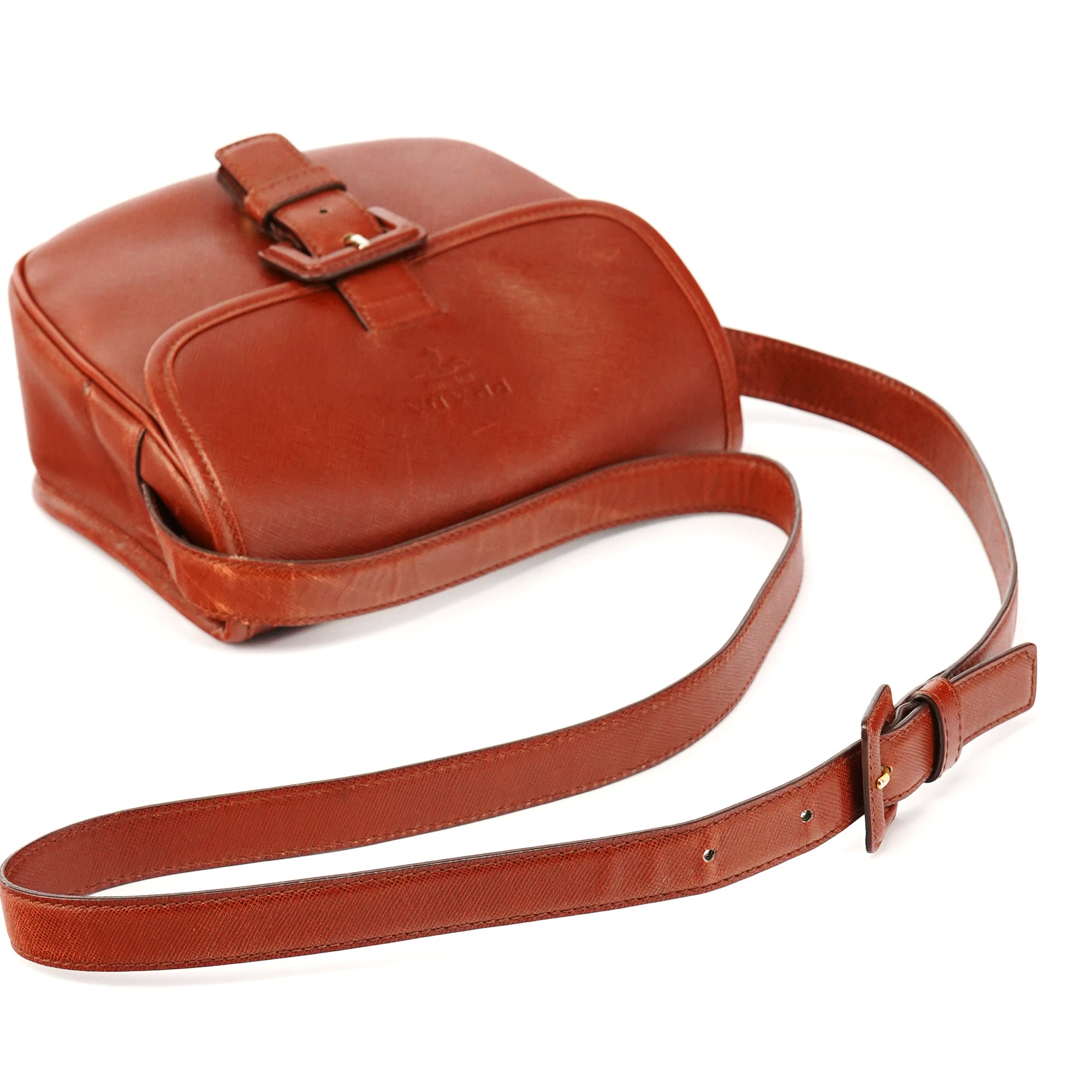 Prada Light Brown Saffiano Leather Crossbody Bag