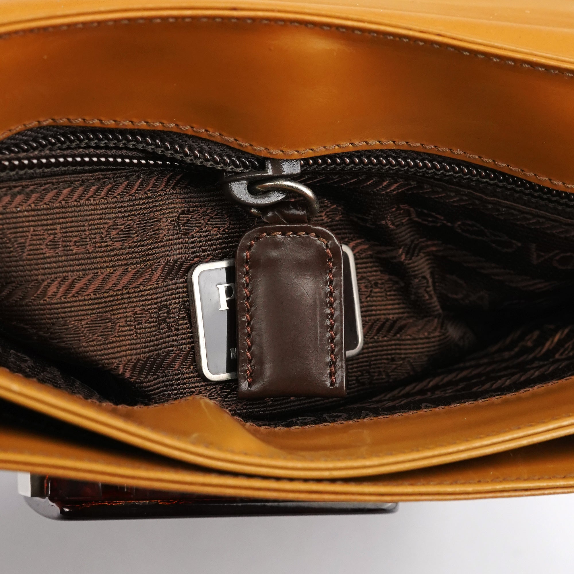 Prada Light Brown Spazzolato Gradient Buckle Bag