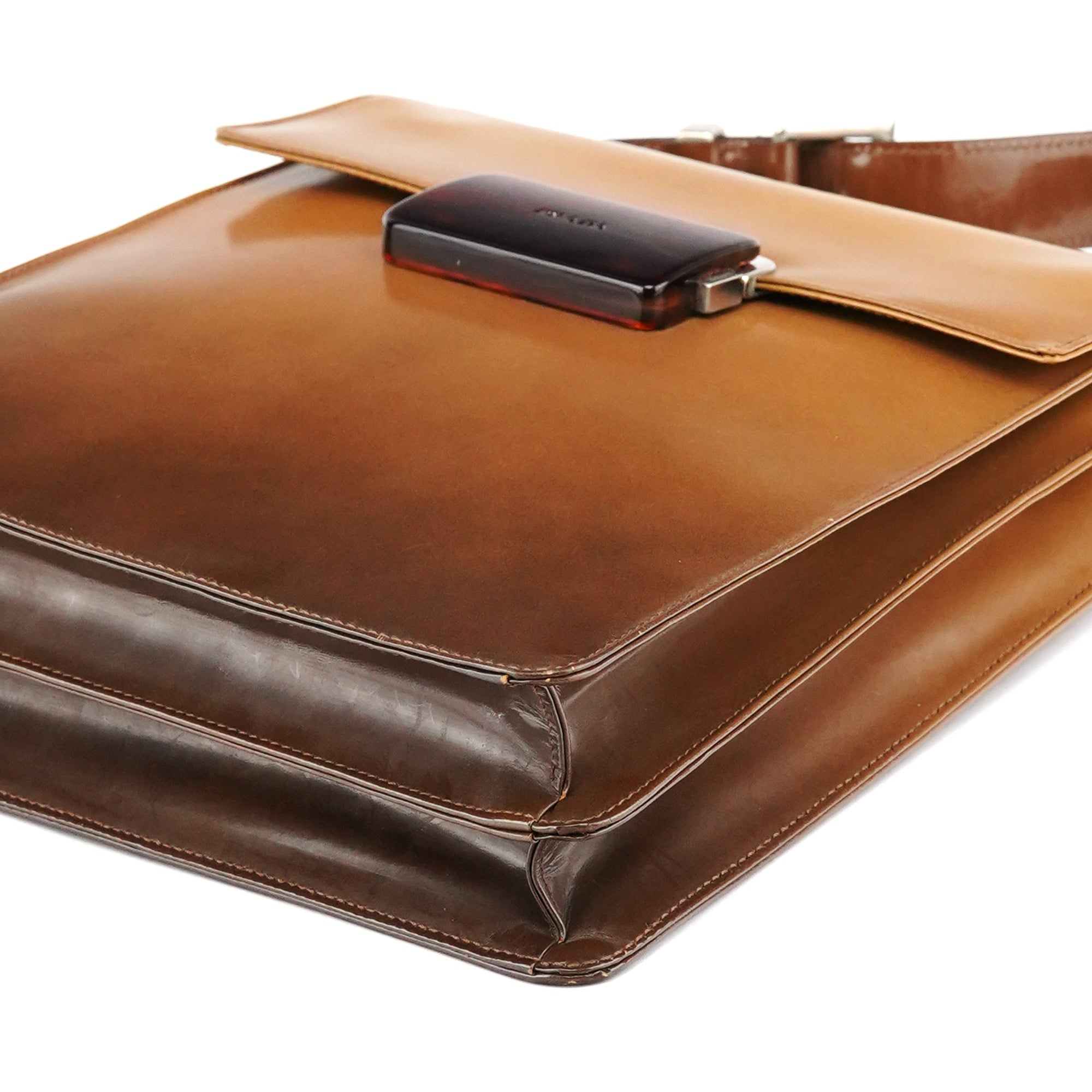 Prada Light Brown Spazzolato Gradient Buckle Bag