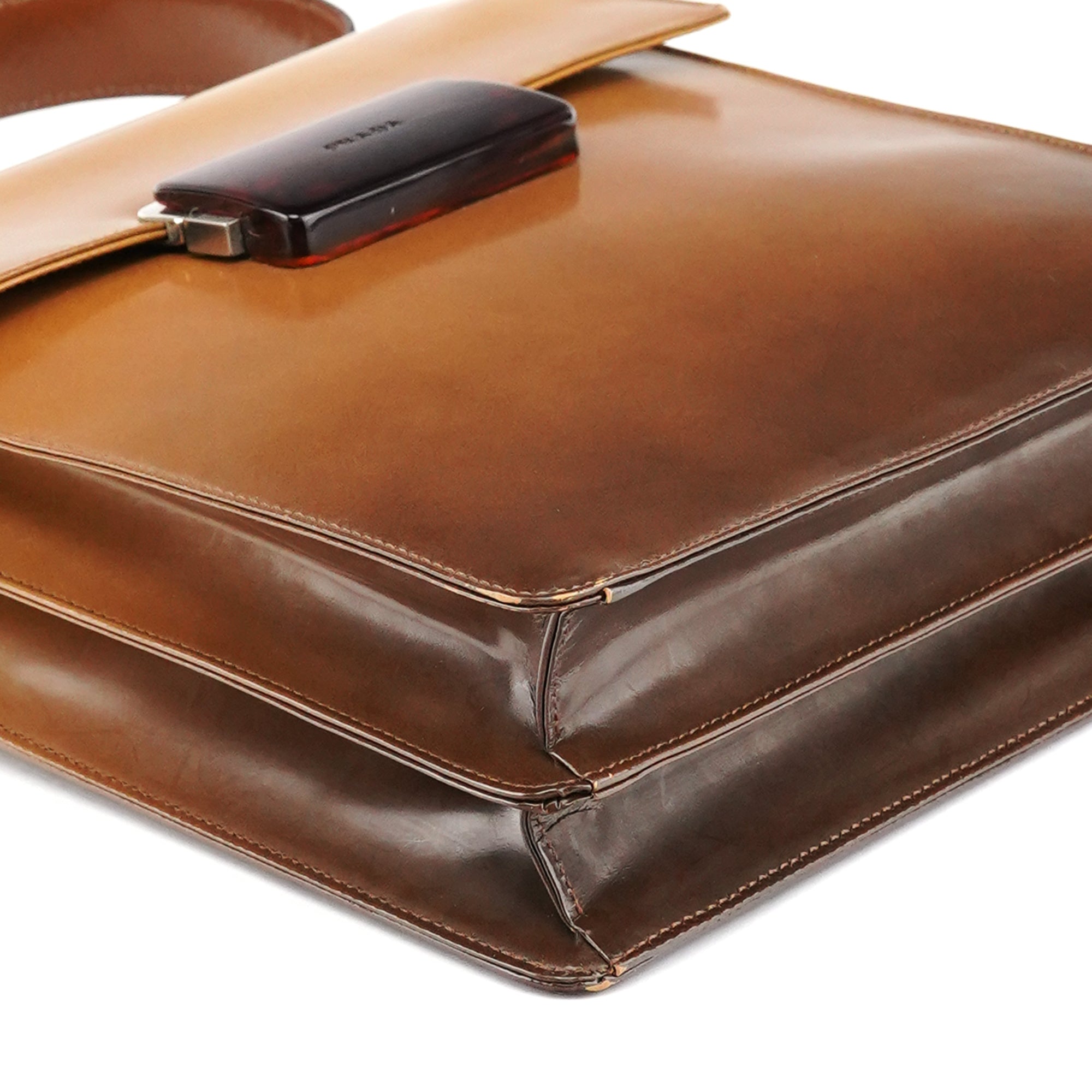 Prada Light Brown Spazzolato Gradient Buckle Bag