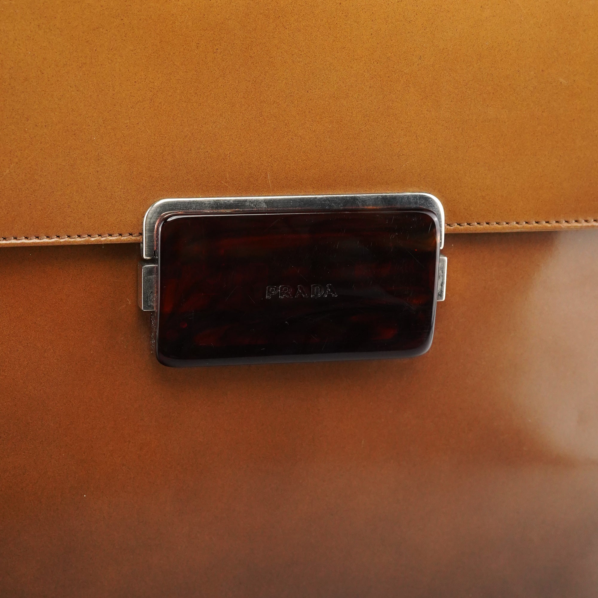Prada Light Brown Spazzolato Gradient Buckle Bag