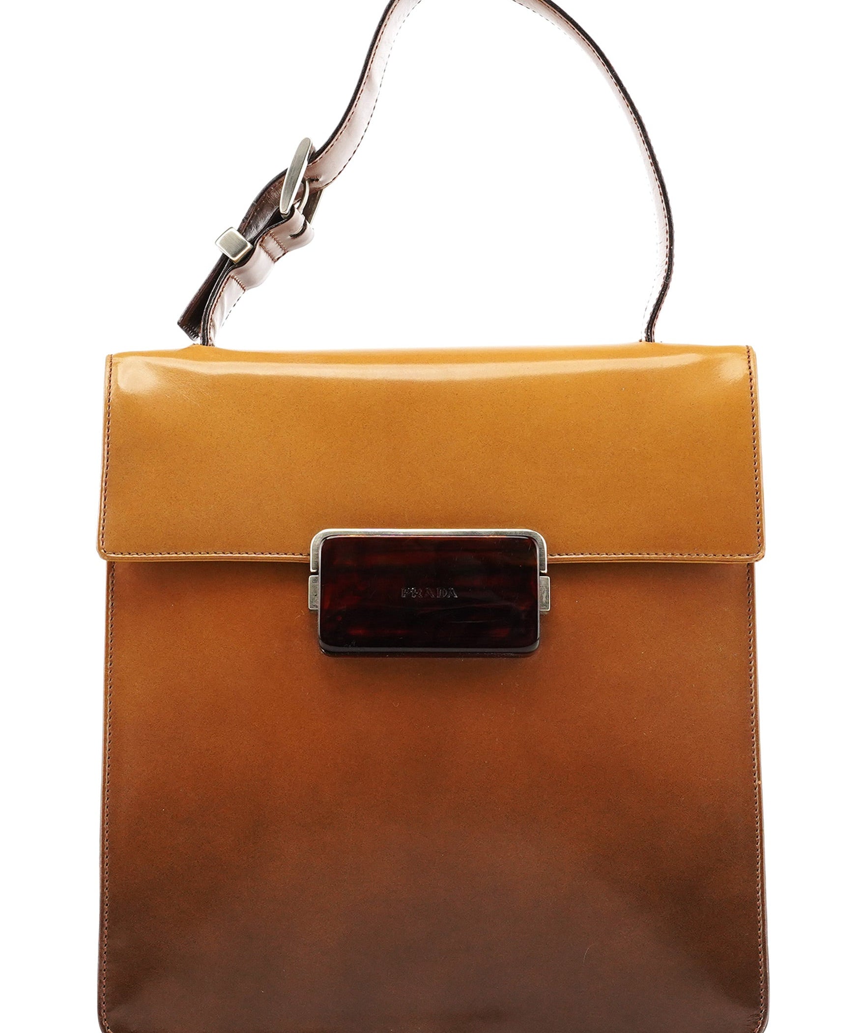 Prada Light Brown Spazzolato Gradient Buckle Bag