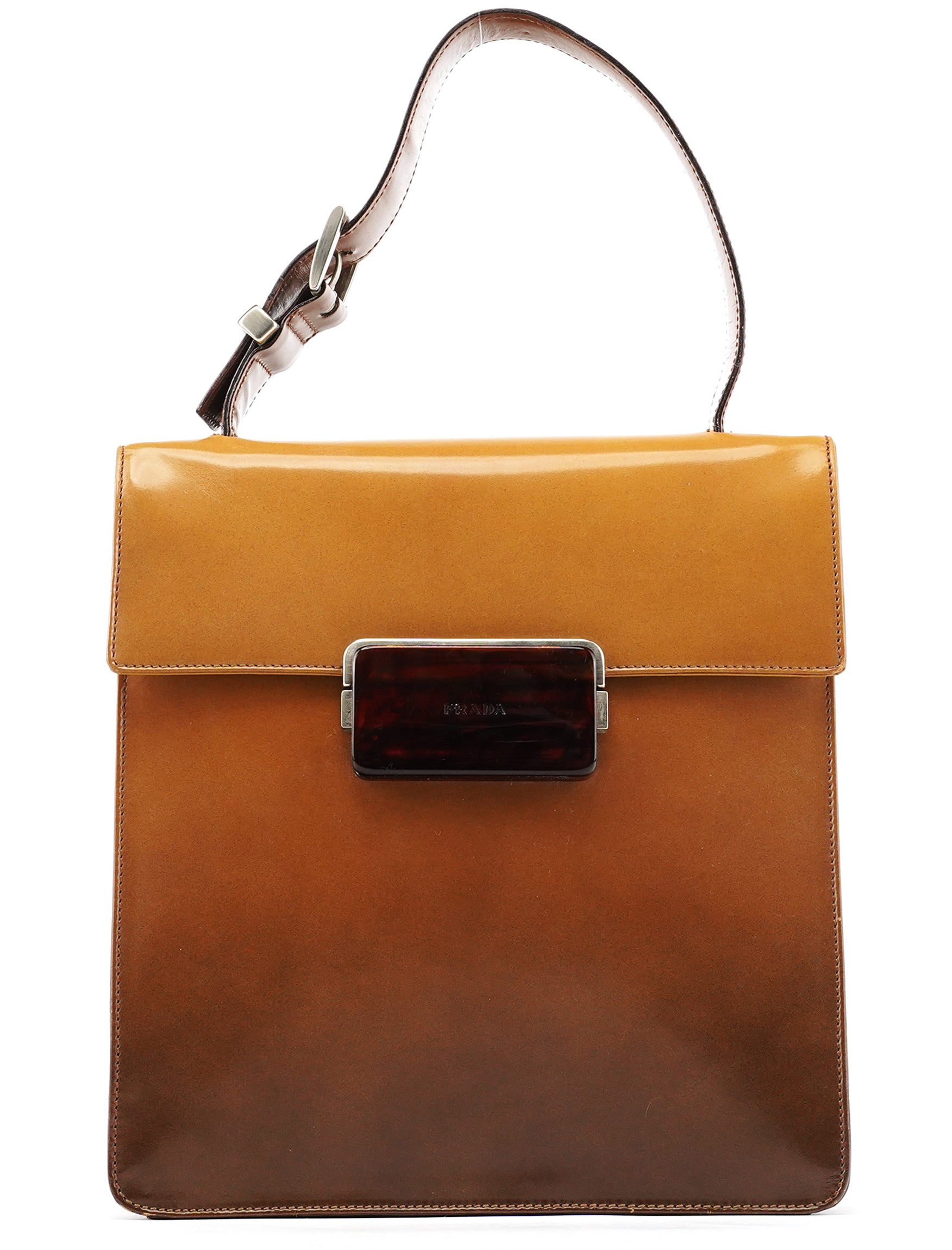 Prada Light Brown Spazzolato Gradient Buckle Bag