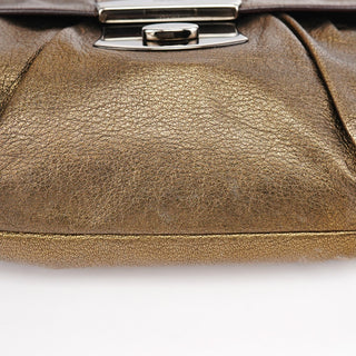 Prada Metallic Leather Hobo Shoulder Bag