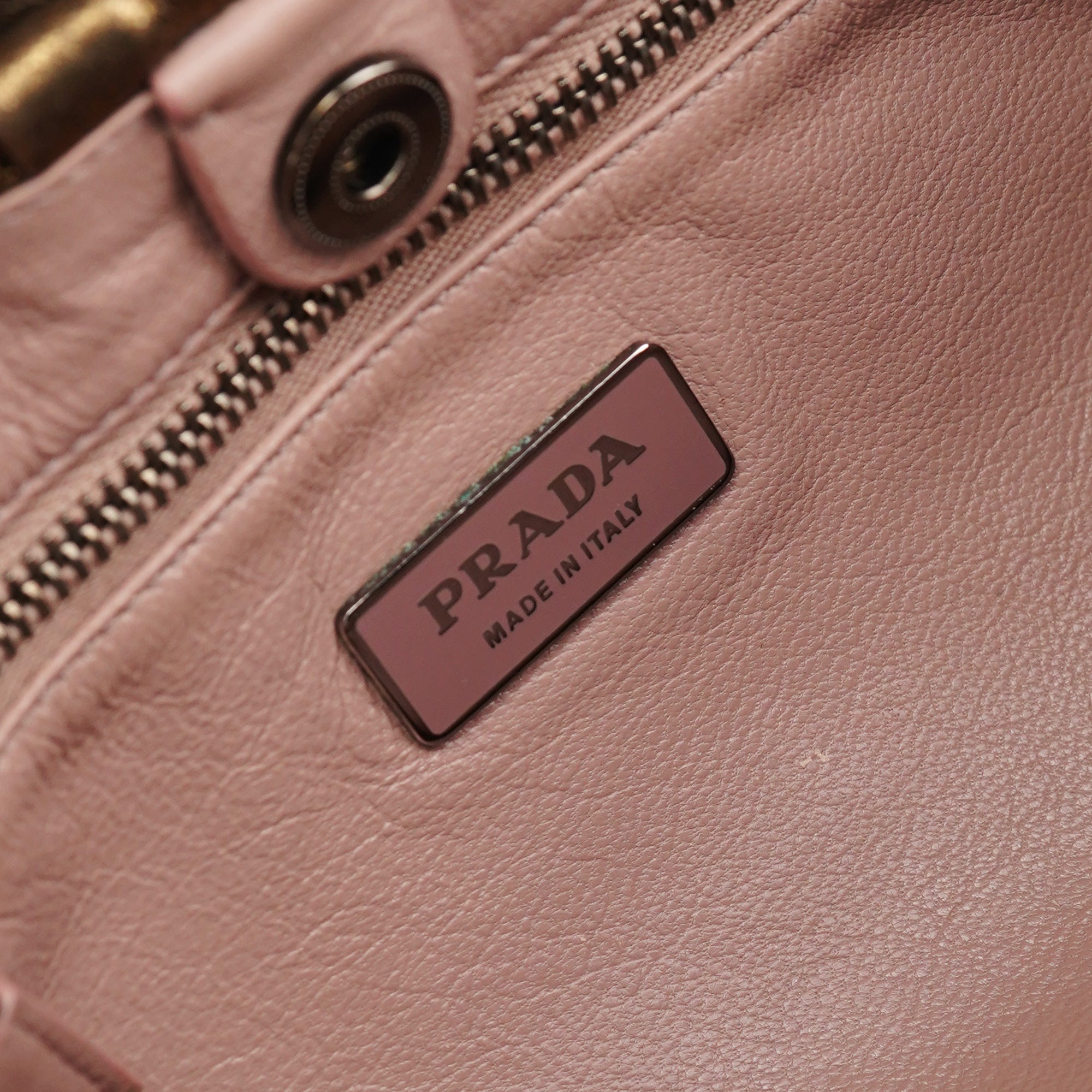 Prada Metallic Leather Hobo Shoulder Bag