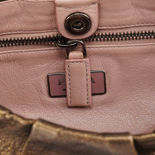 Prada Metallic Leather Hobo Shoulder Bag