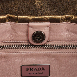 Prada Metallic Leather Hobo Shoulder Bag