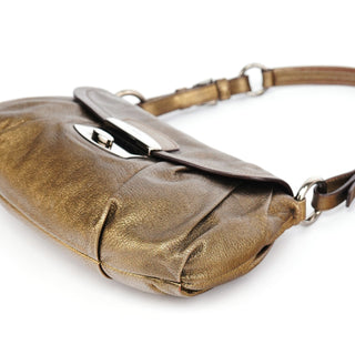 Prada Metallic Leather Hobo Shoulder Bag