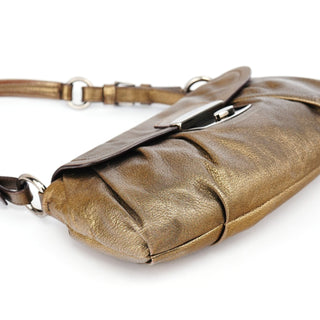 Prada Metallic Leather Hobo Shoulder Bag