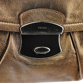 Prada Metallic Leather Hobo Shoulder Bag