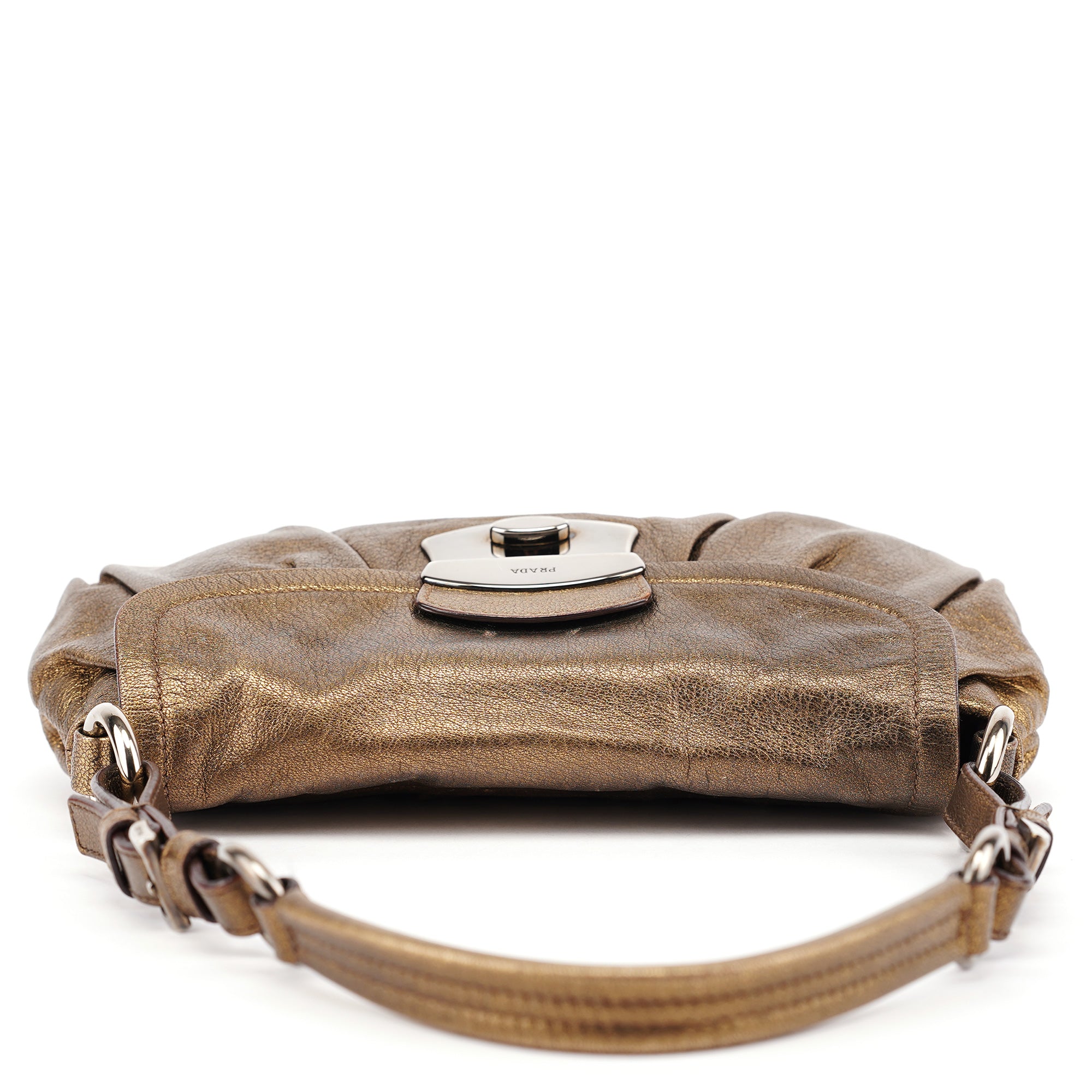 Prada Metallic Leather Hobo Shoulder Bag