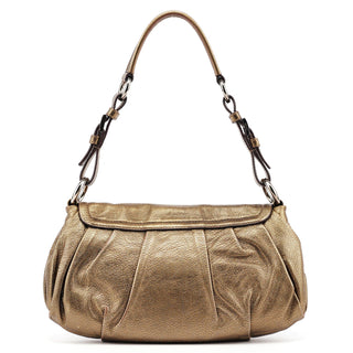 Prada Metallic Leather Hobo Shoulder Bag