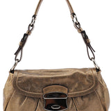Prada Metallic Leather Hobo Shoulder Bag