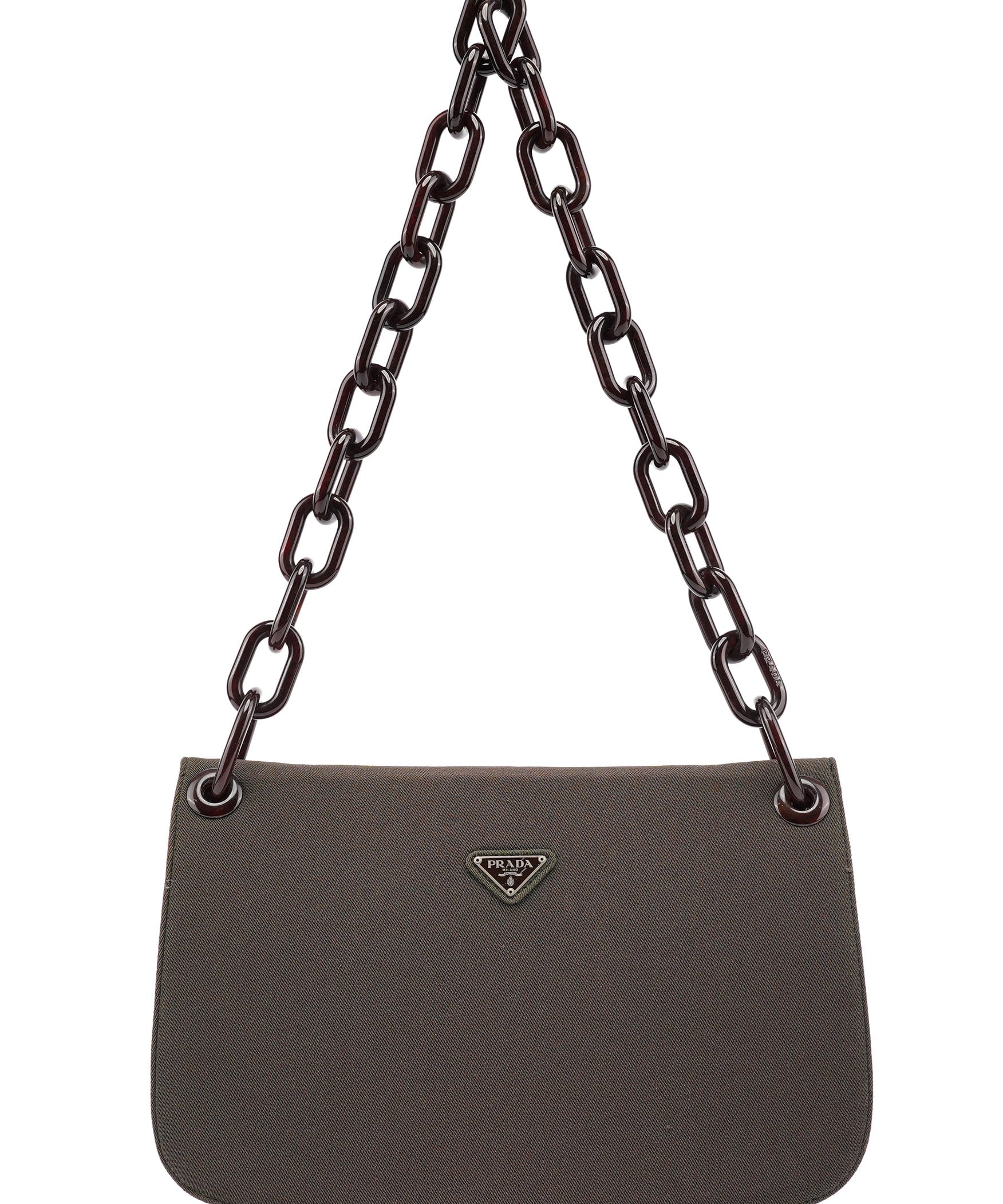 Prada Military Green Tessuto Chain Shoulder Bag
