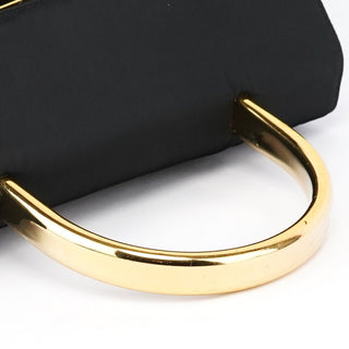 Prada Navy Gold Tessuto Metal Top Handle Bag