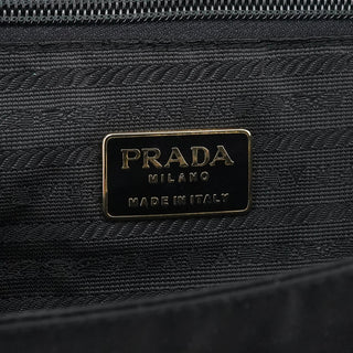 Prada Navy Gold Tessuto Metal Top Handle Bag