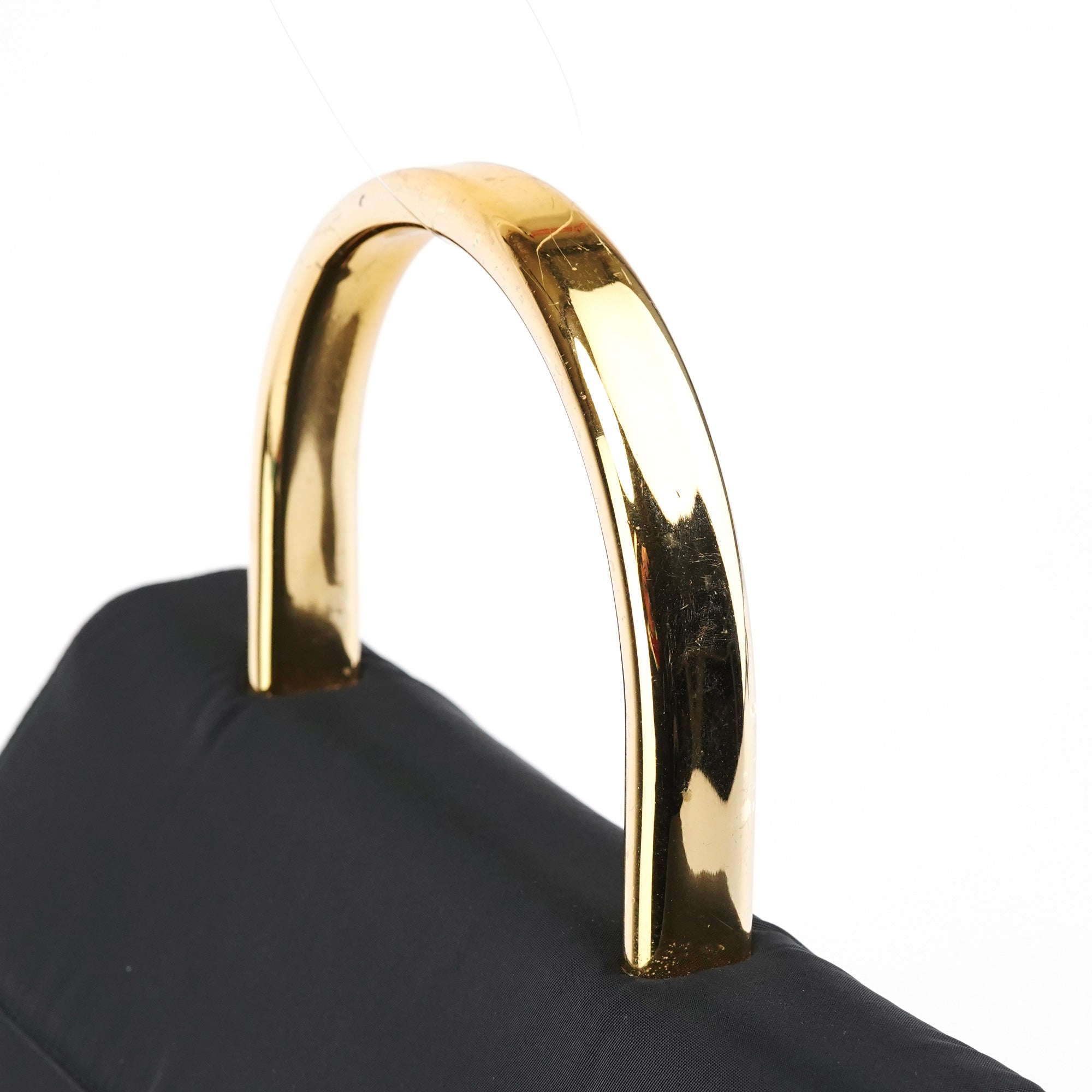 Prada Sac à poignée Tessuto Metal bleu marine et doré