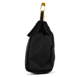 Prada Navy Gold Tessuto Metal Top Handle Bag