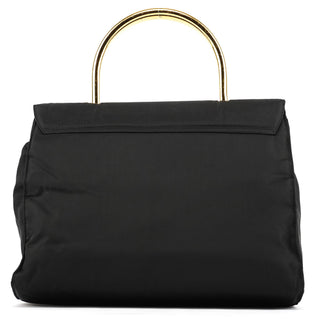 Prada Navy Gold Tessuto Metal Top Handle Bag