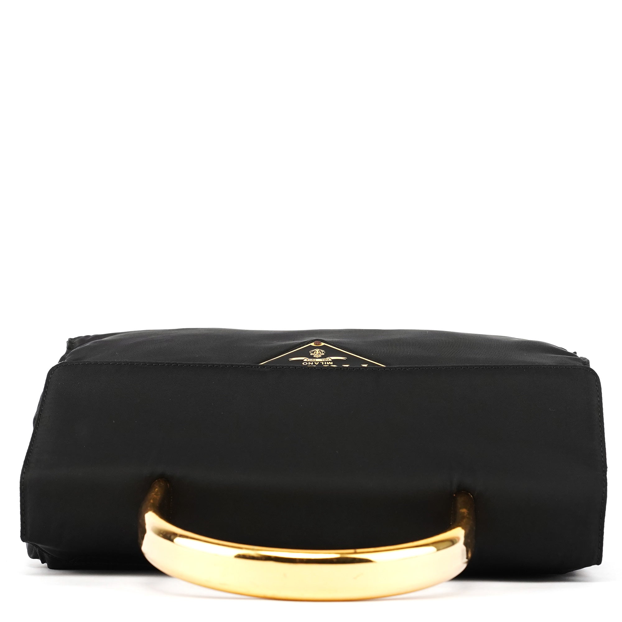 Prada Sac à poignée Tessuto Metal bleu marine et doré