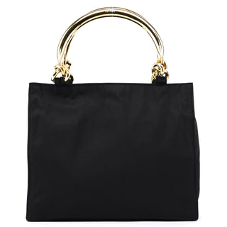 Prada Navy Gold Tessuto Metallo Tote