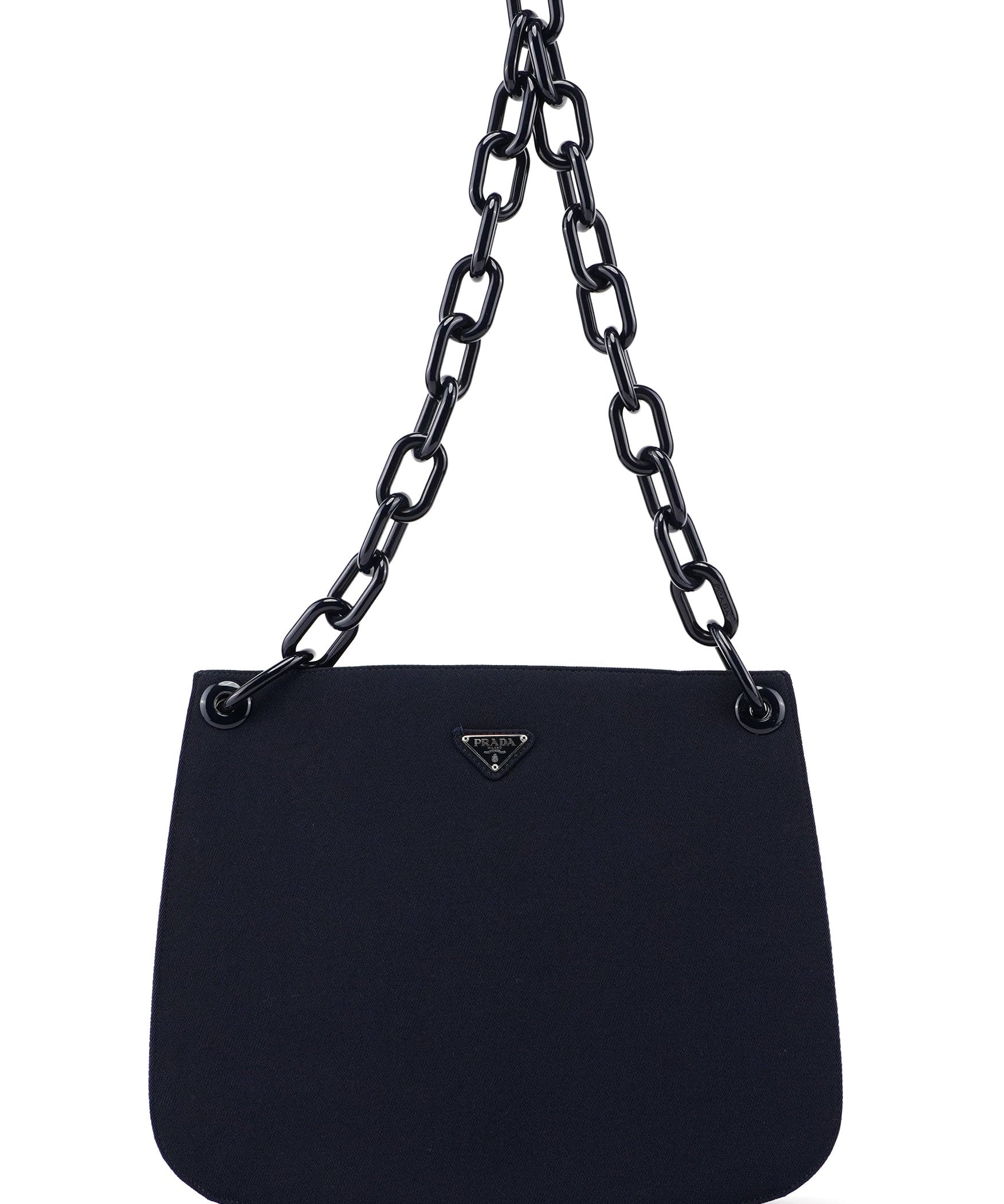 Prada Navy Mesh Plastic Chain Shoulder Bag