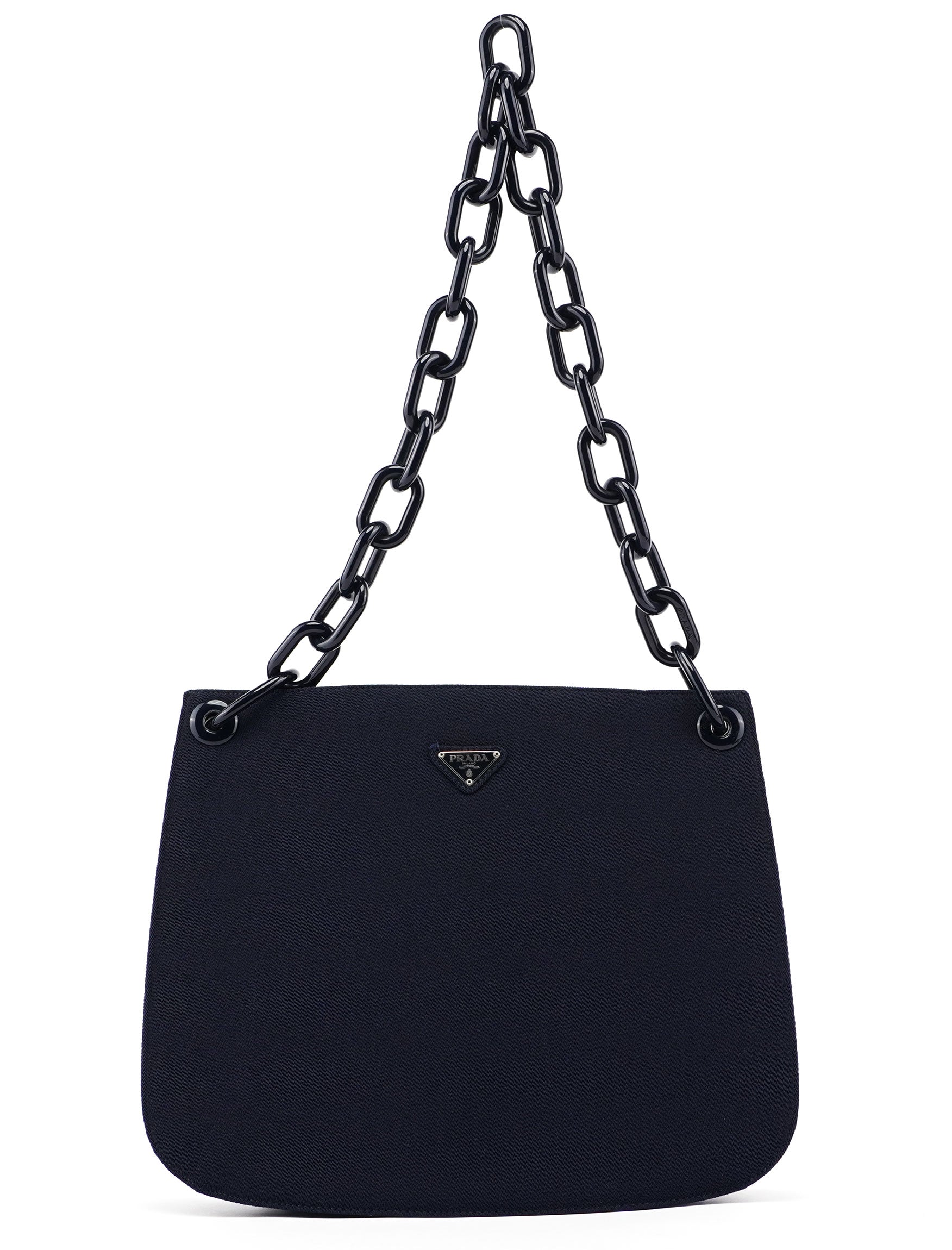 Prada Navy Mesh Plastic Chain Shoulder Bag