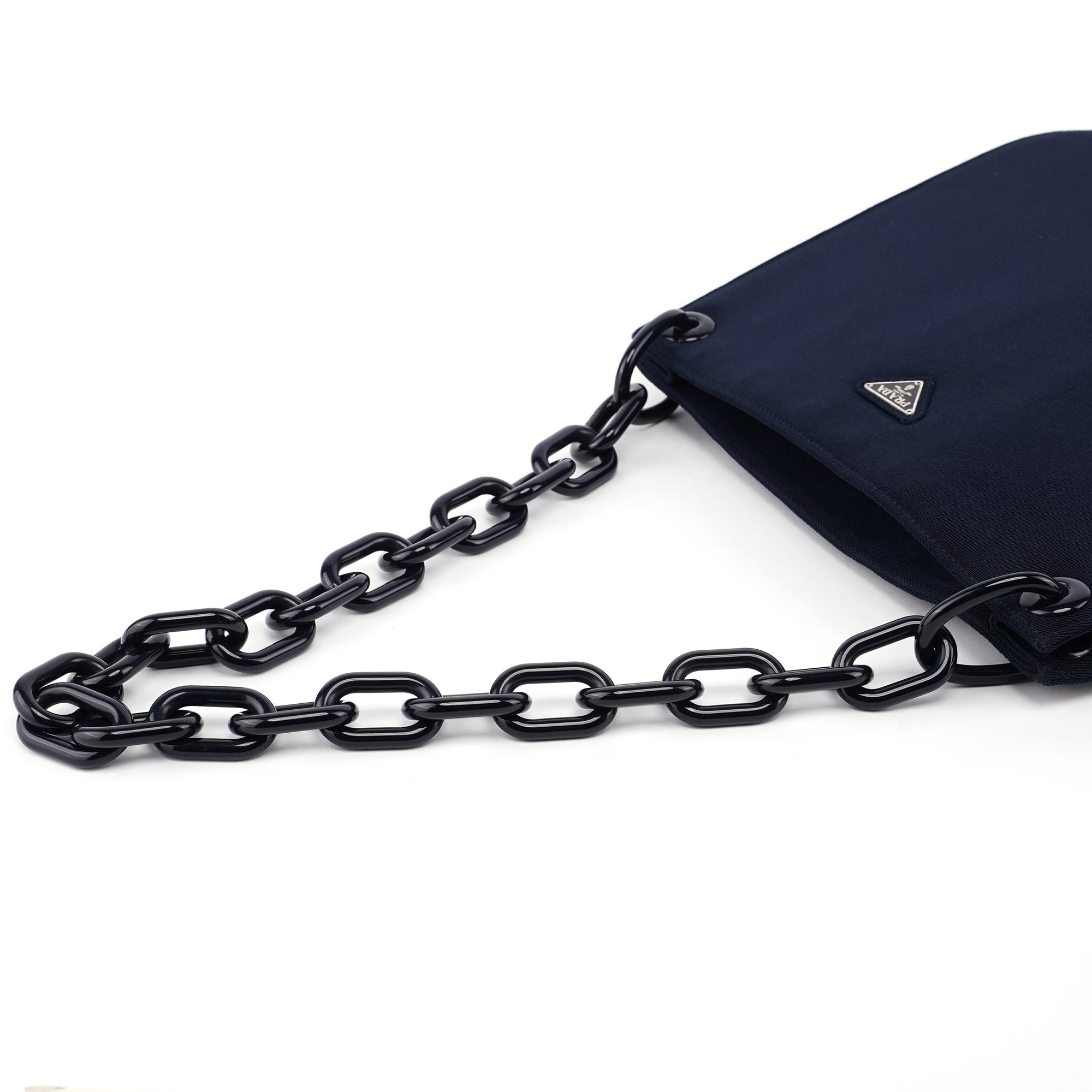 Prada Navy Mesh Plastic Chain Shoulder Bag