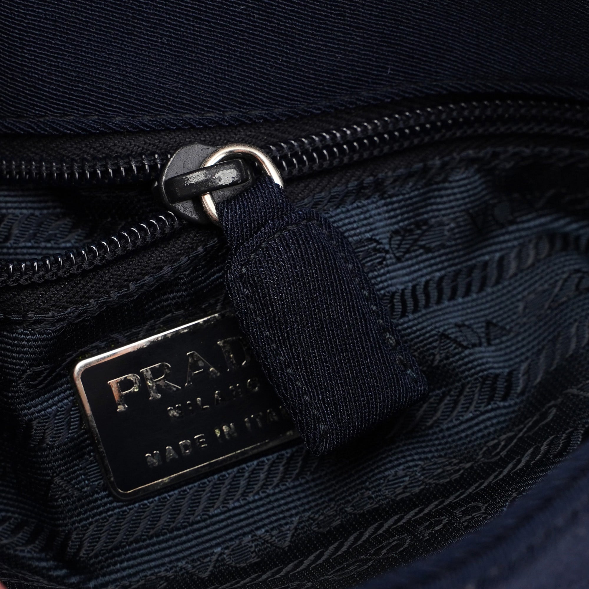 Prada Navy Mesh Plastic Chain Shoulder Bag