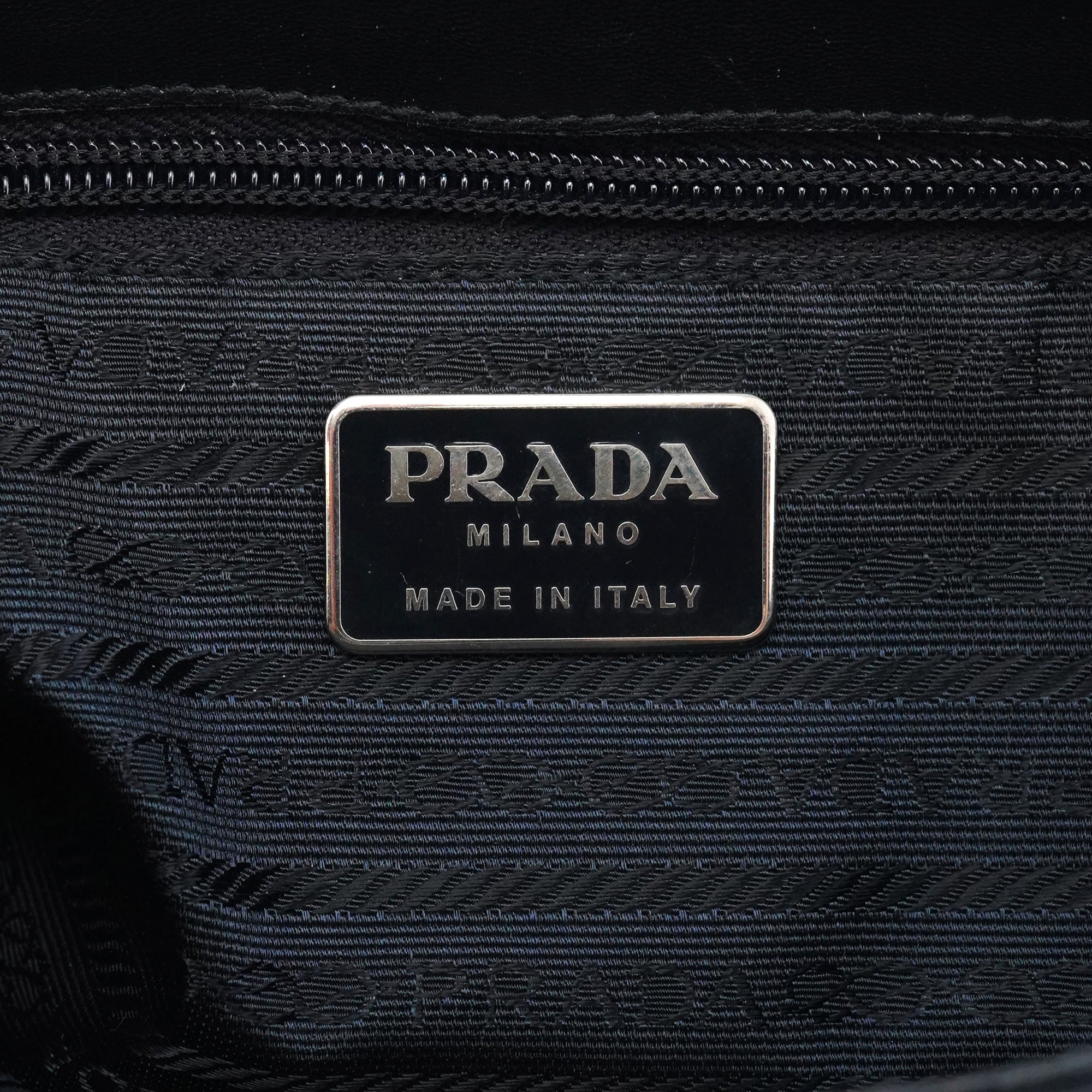 Prada Navy Nappa Trend Nylon Buckle Shoulder Bag