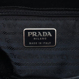 Prada Navy Nappa Trend Nylon Buckle Shoulder Bag