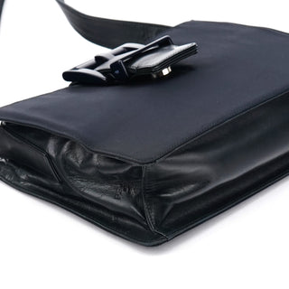 Prada Navy Nappa Trend Nylon Buckle Shoulder Bag