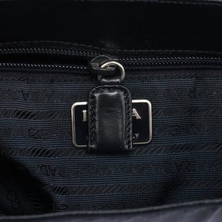 Prada Navy Nappa Trend Nylon Buckle Shoulder Bag