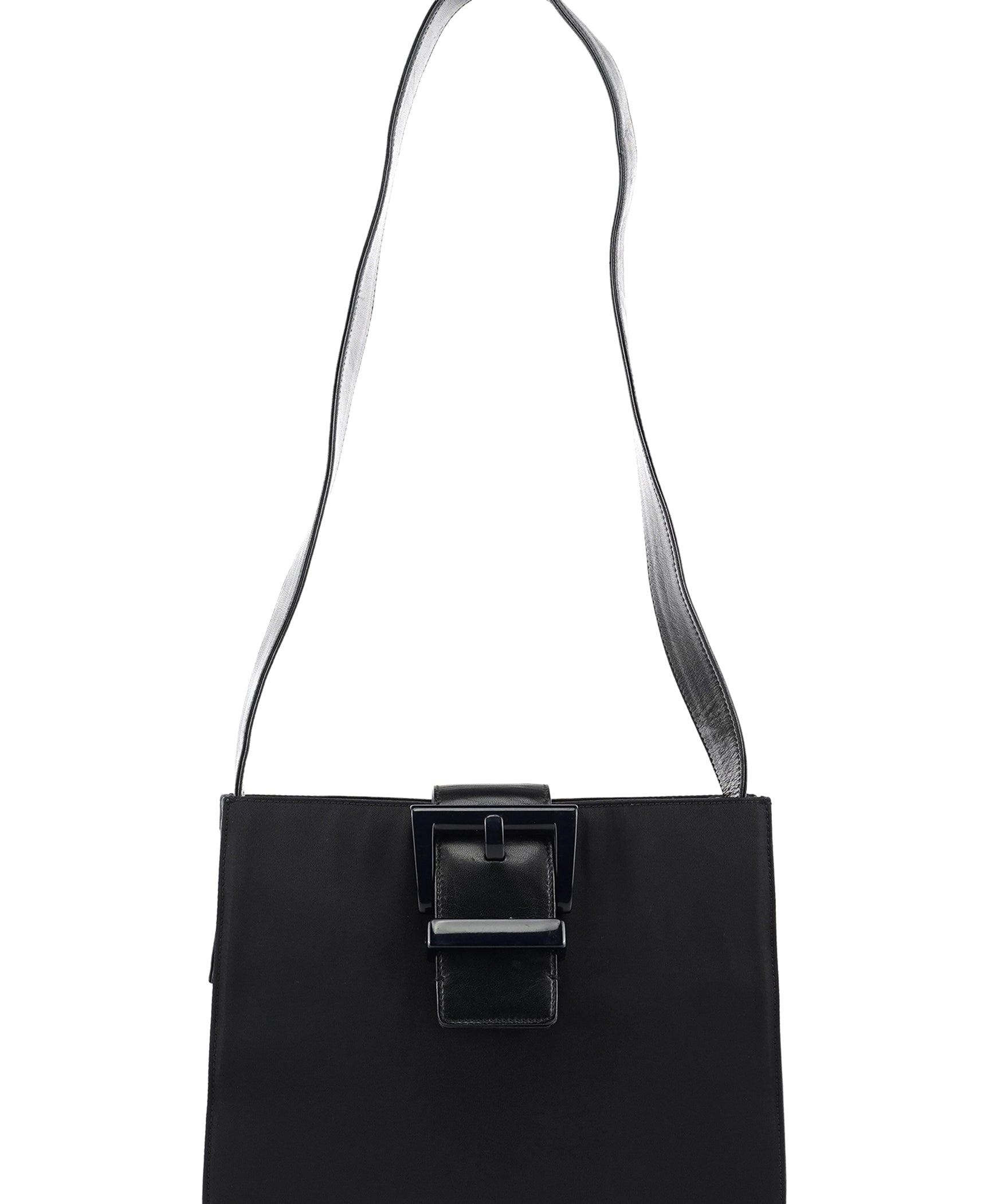 Prada Navy Nappa Trend Nylon Buckle Shoulder Bag