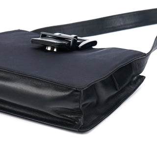 Prada Navy Nappa Trend Nylon Buckle Shoulder Bag