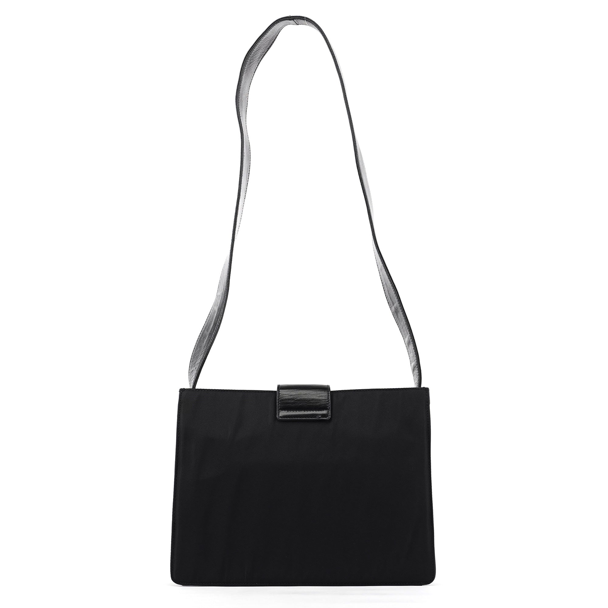 Prada Navy Nappa Trend Nylon Buckle Shoulder Bag