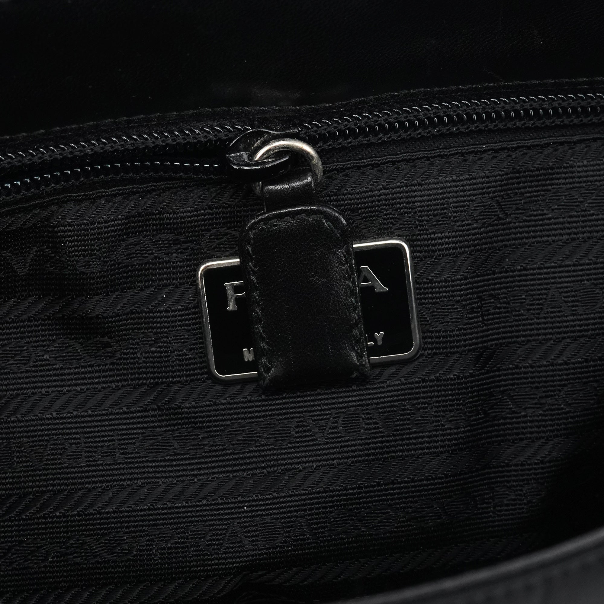 Prada Navy Tessuto Buckle Shoulder Bag