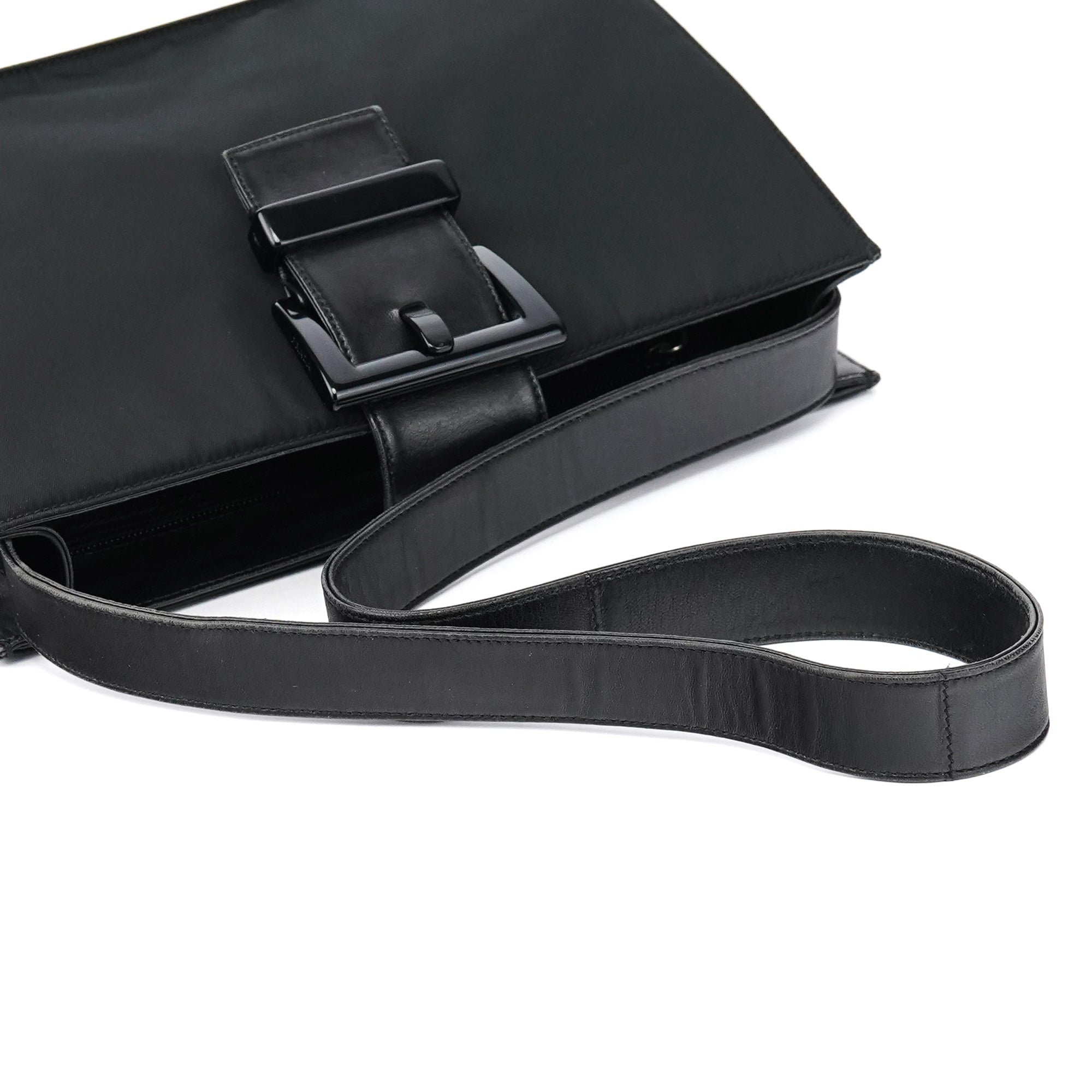 Prada Navy Tessuto Buckle Shoulder Bag
