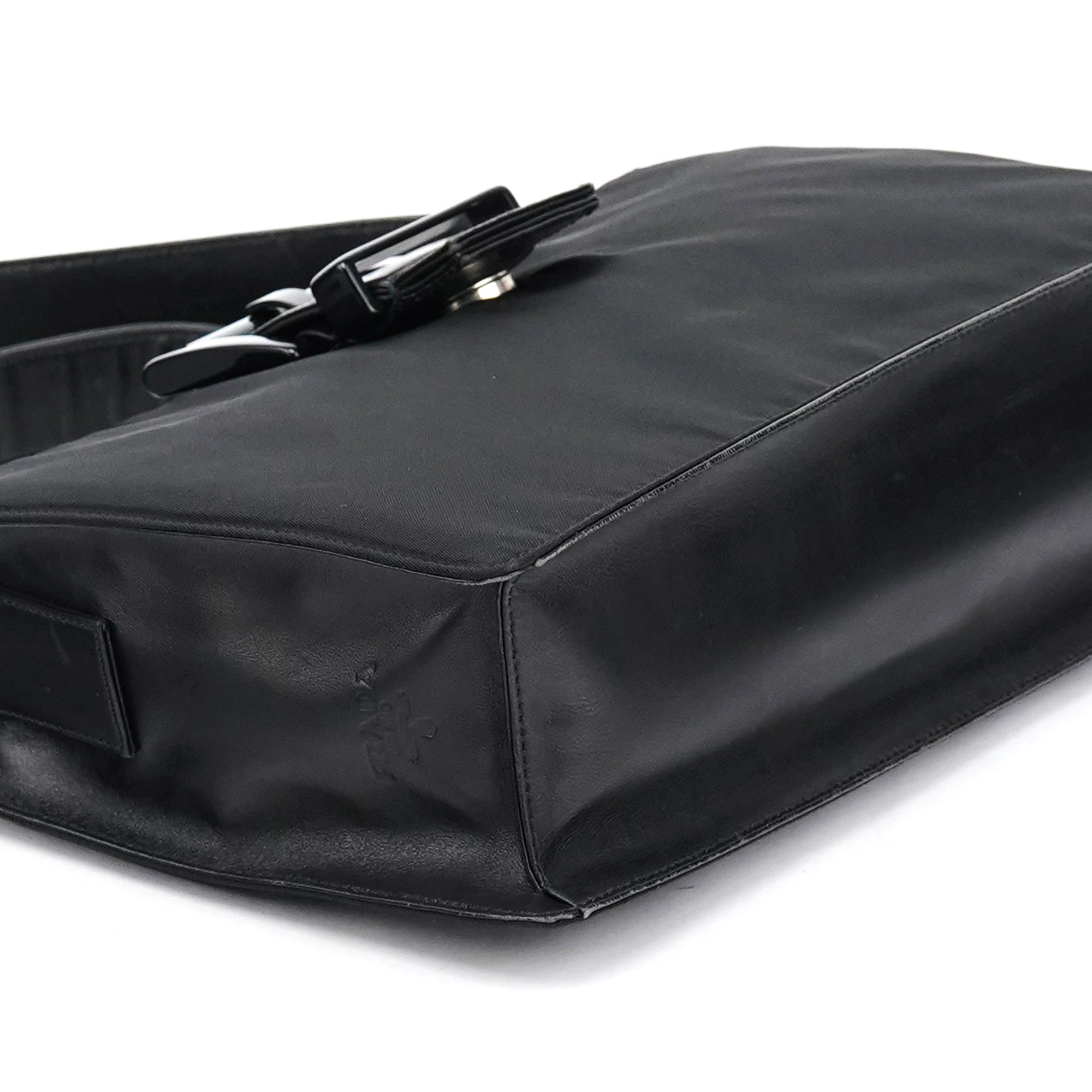 Prada Navy Tessuto Buckle Shoulder Bag