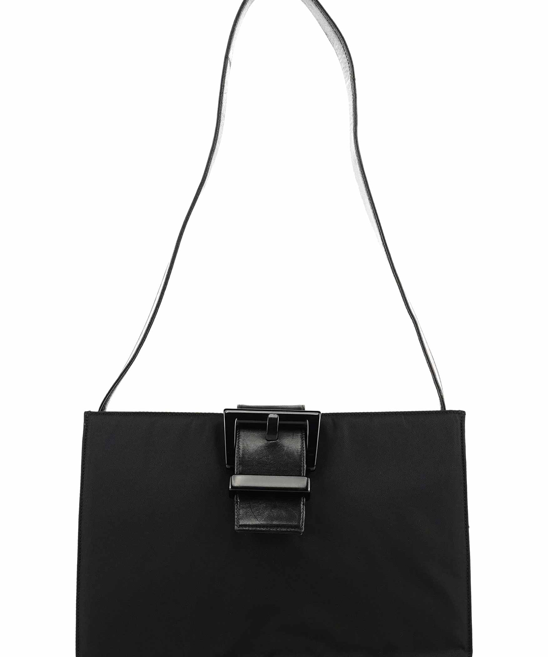 Prada Navy Tessuto Buckle Shoulder Bag