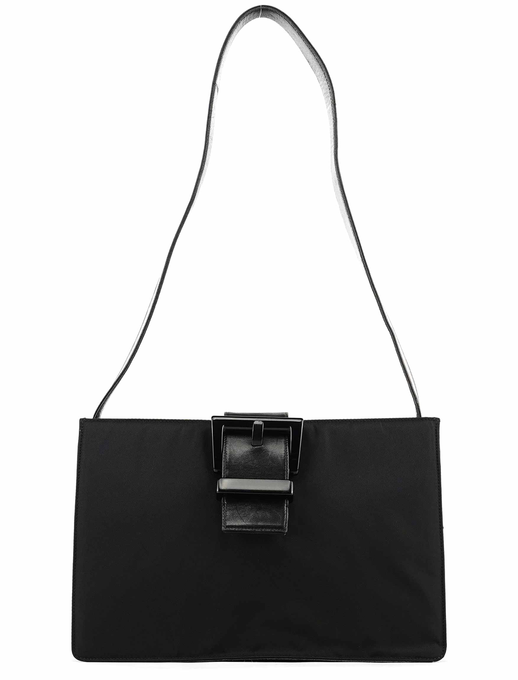 Prada Navy Tessuto Buckle Shoulder Bag