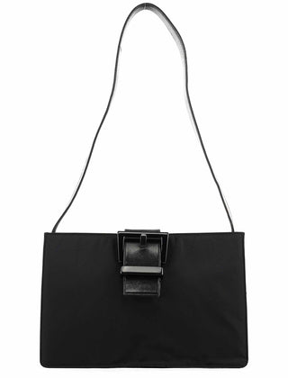 Prada Navy Tessuto Buckle Shoulder Bag