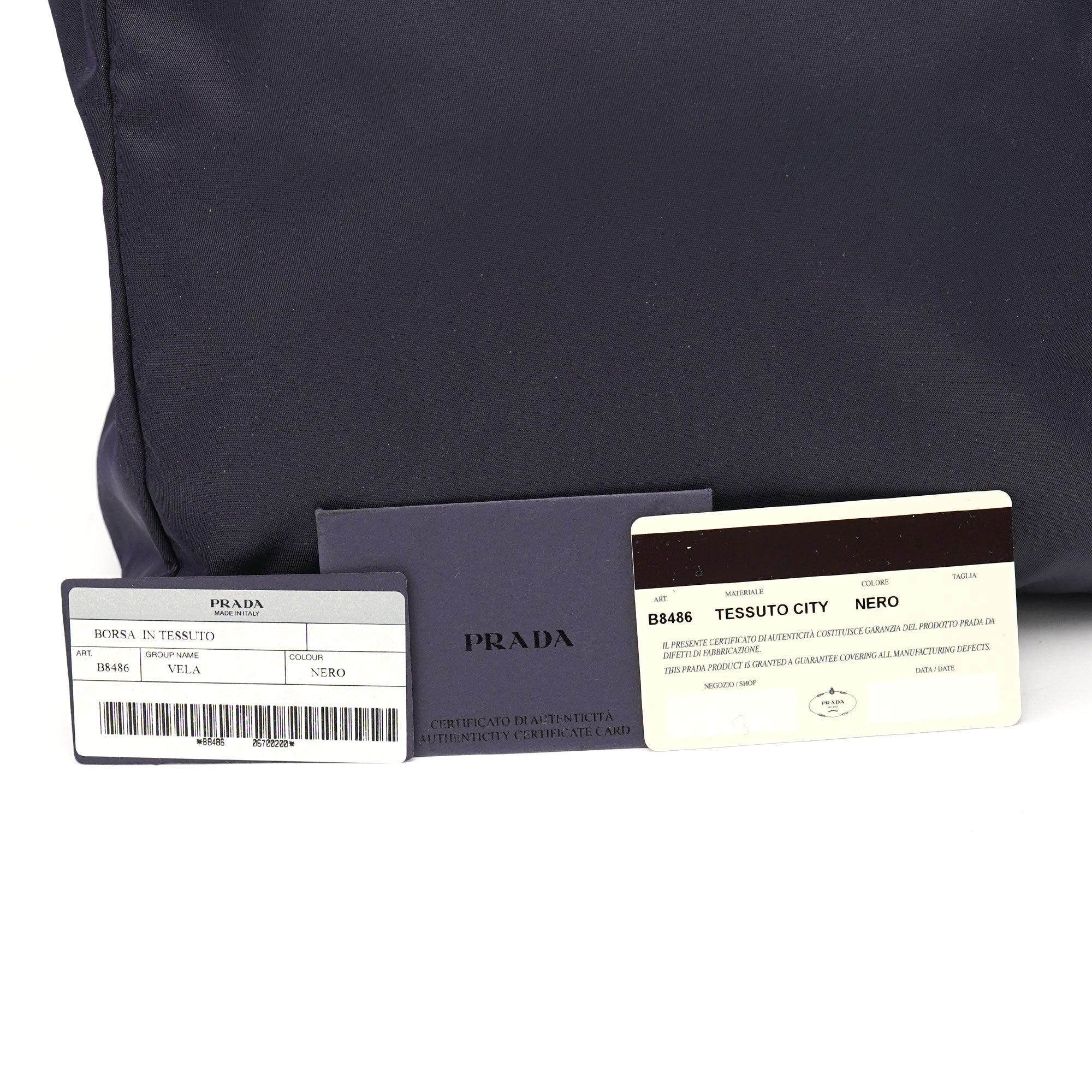 Prada Navy Tessuto City Tote Bag