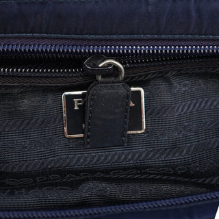 Prada Navy Tessuto Metal Tote Bag